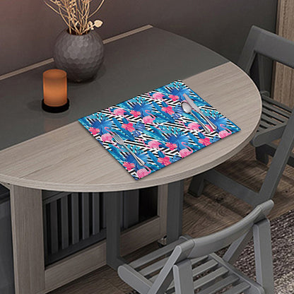 Blue Tropical And Pink Flamingo Print Placemat