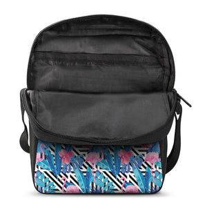 Blue Tropical And Pink Flamingo Print Rectangular Crossbody Bag