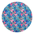 Blue Tropical And Pink Flamingo Print Round Blanket