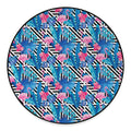 Blue Tropical And Pink Flamingo Print Round Floor Mat