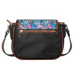 Blue Tropical And Pink Flamingo Print Saddle Bag