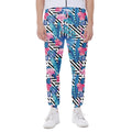 Blue Tropical And Pink Flamingo Print Joggers