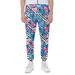 Blue Tropical And Pink Flamingo Print Scuba Joggers