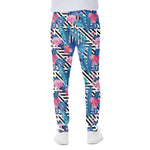 Blue Tropical And Pink Flamingo Print Scuba Joggers