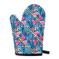 Blue Tropical And Pink Flamingo Print Single Oven Mitt