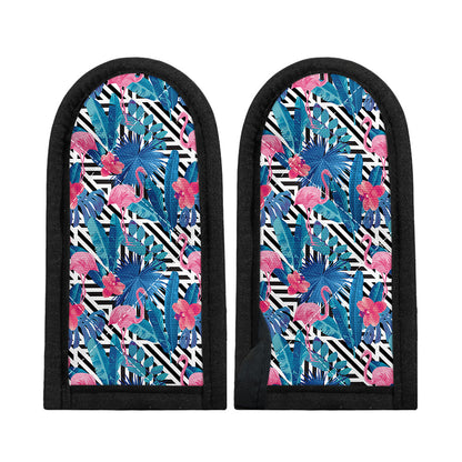 Blue Tropical And Pink Flamingo Print Skillet Handle Cover