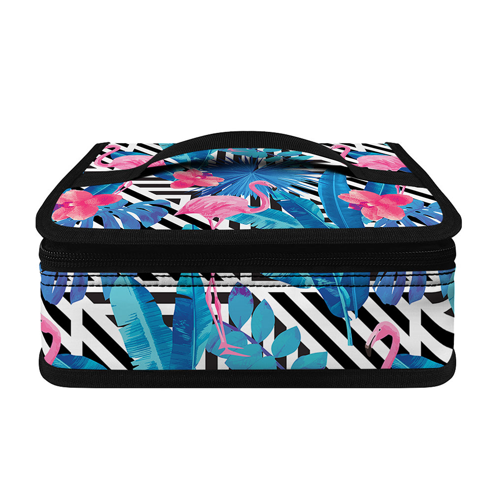 Blue Tropical And Pink Flamingo Print Small Lunch Bag