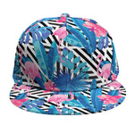 Blue Tropical And Pink Flamingo Print Snapback Cap