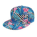 Blue Tropical And Pink Flamingo Print Snapback Cap