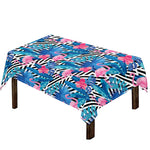 Blue Tropical And Pink Flamingo Print Tablecloth
