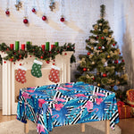 Blue Tropical And Pink Flamingo Print Tablecloth