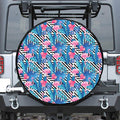 Blue Tropical And Pink Flamingo Print Tire Cover