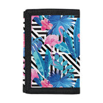 Blue Tropical And Pink Flamingo Print Trifold Wallet