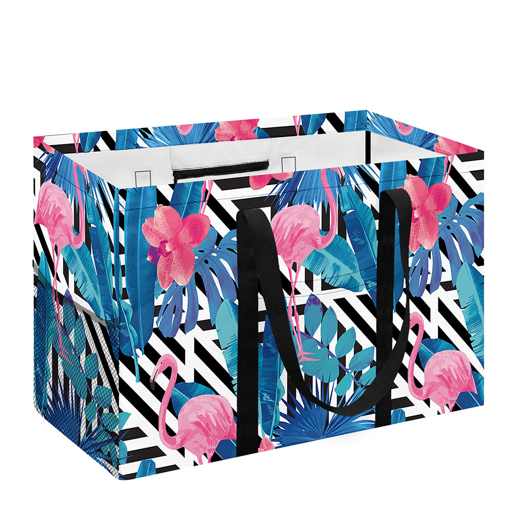 Blue Tropical And Pink Flamingo Print Utility Tote Bag