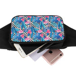 Blue Tropical And Pink Flamingo Print Waist Bag