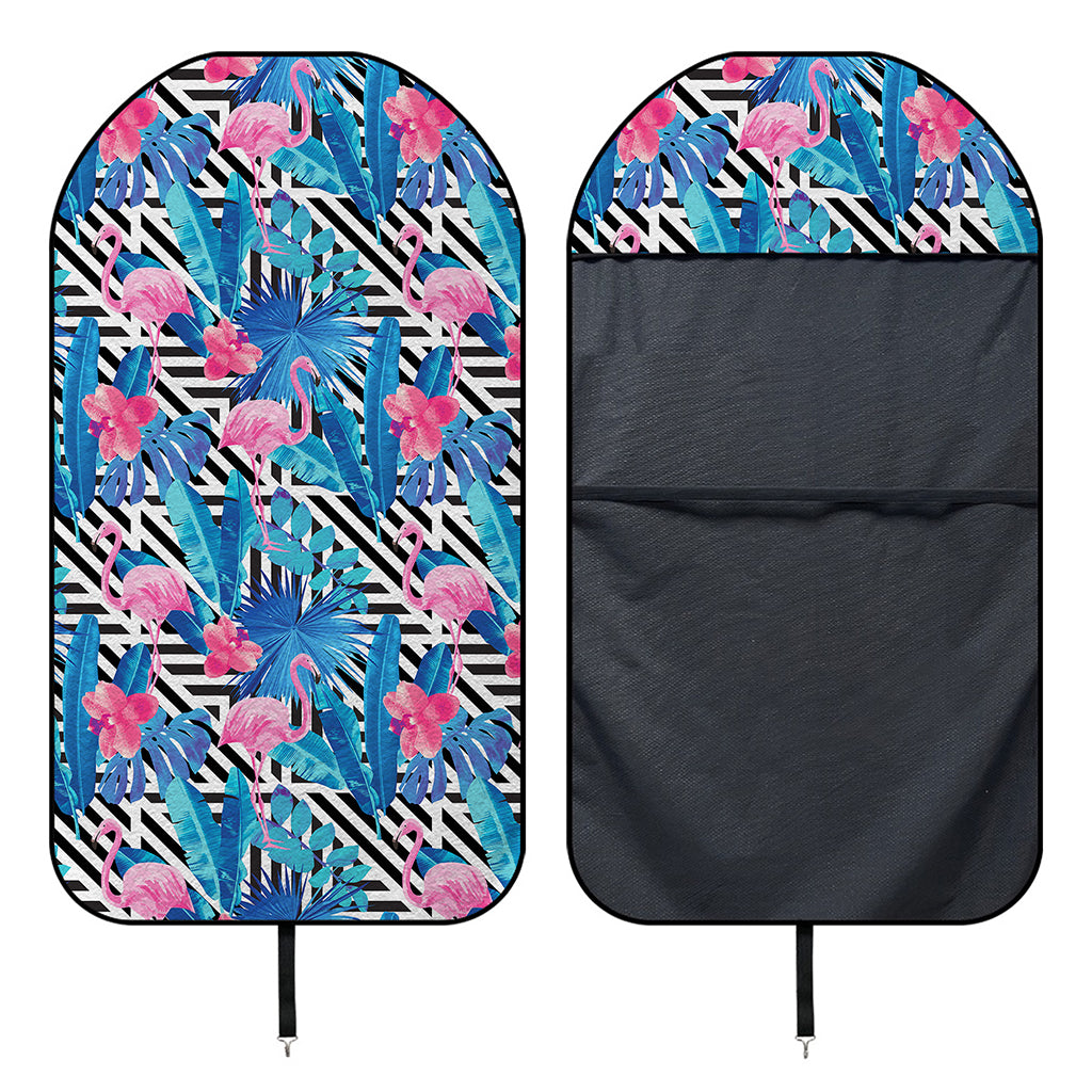 Blue Tropical And Pink Flamingo Print Waterproof Car Seat Cover