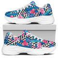 Blue Tropical And Pink Flamingo Print White Chunky Shoes