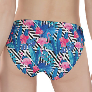 Blue Tropical And Pink Flamingo Print Women's Panties