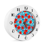 Blue Tropical Hibiscus Pattern Print Alarm Clock
