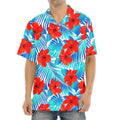 Blue Tropical Hibiscus Pattern Print Aloha Shirt