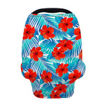 Blue Tropical Hibiscus Pattern Print Baby Seat Cover