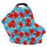 Blue Tropical Hibiscus Pattern Print Baby Seat Cover
