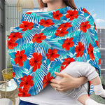 Blue Tropical Hibiscus Pattern Print Baby Seat Cover