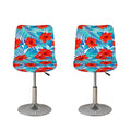 Blue Tropical Hibiscus Pattern Print Bar Stool Covers
