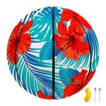 Blue Tropical Hibiscus Pattern Print Basketball