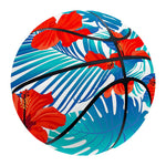Blue Tropical Hibiscus Pattern Print Basketball