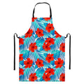 Blue Tropical Hibiscus Pattern Print Bib Apron With Pocket