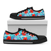 Blue Tropical Hibiscus Pattern Print Black Low Top Sneakers