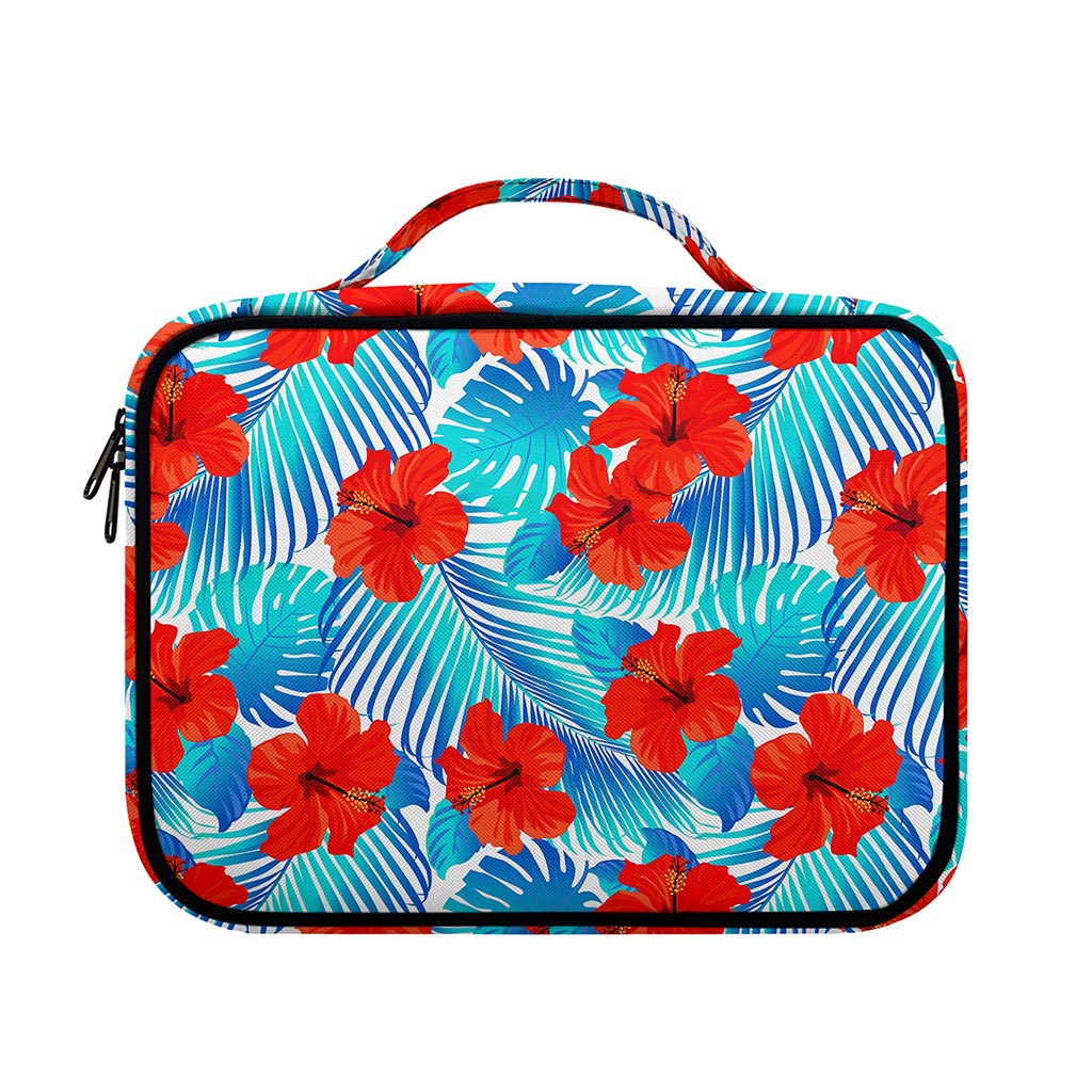 Blue Tropical Hibiscus Pattern Print Briefcase Bible Bag