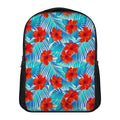 Blue Tropical Hibiscus Pattern Print Casual Backpack