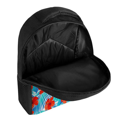 Blue Tropical Hibiscus Pattern Print Casual Backpack