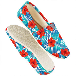 Blue Tropical Hibiscus Pattern Print Casual Shoes