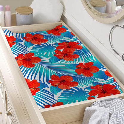 Blue Tropical Hibiscus Pattern Print Changing Pad Cover