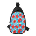 Blue Tropical Hibiscus Pattern Print Sling Bag