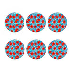 Blue Tropical Hibiscus Pattern Print Coaster Set