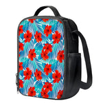 Blue Tropical Hibiscus Pattern Print Crossbody Lunch Bag