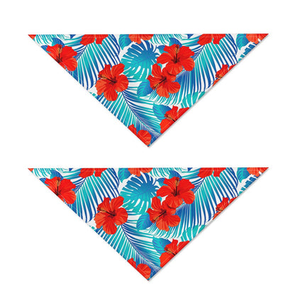 Blue Tropical Hibiscus Pattern Print Dog Bandana