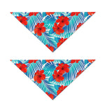 Blue Tropical Hibiscus Pattern Print Dog Bandana