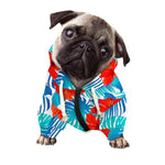 Blue Tropical Hibiscus Pattern Print Dog Zip Up Hoodie