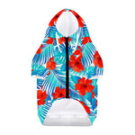 Blue Tropical Hibiscus Pattern Print Dog Zip Up Hoodie