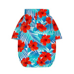 Blue Tropical Hibiscus Pattern Print Dog Zip Up Hoodie