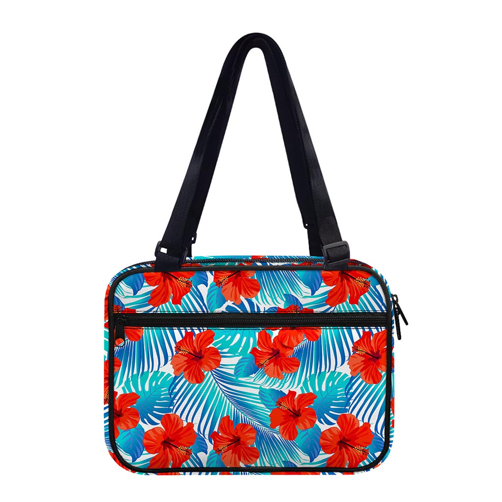 Blue Tropical Hibiscus Pattern Print Double Strap Bible Bag