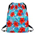 Blue Tropical Hibiscus Pattern Print Drawstring Backpack