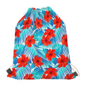 Blue Tropical Hibiscus Pattern Print Drawstring Bag