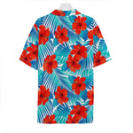 Blue Tropical Hibiscus Pattern Print Hawaiian Shirt