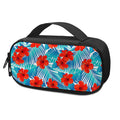 Blue Tropical Hibiscus Pattern Print Portable Cooler Travel Case